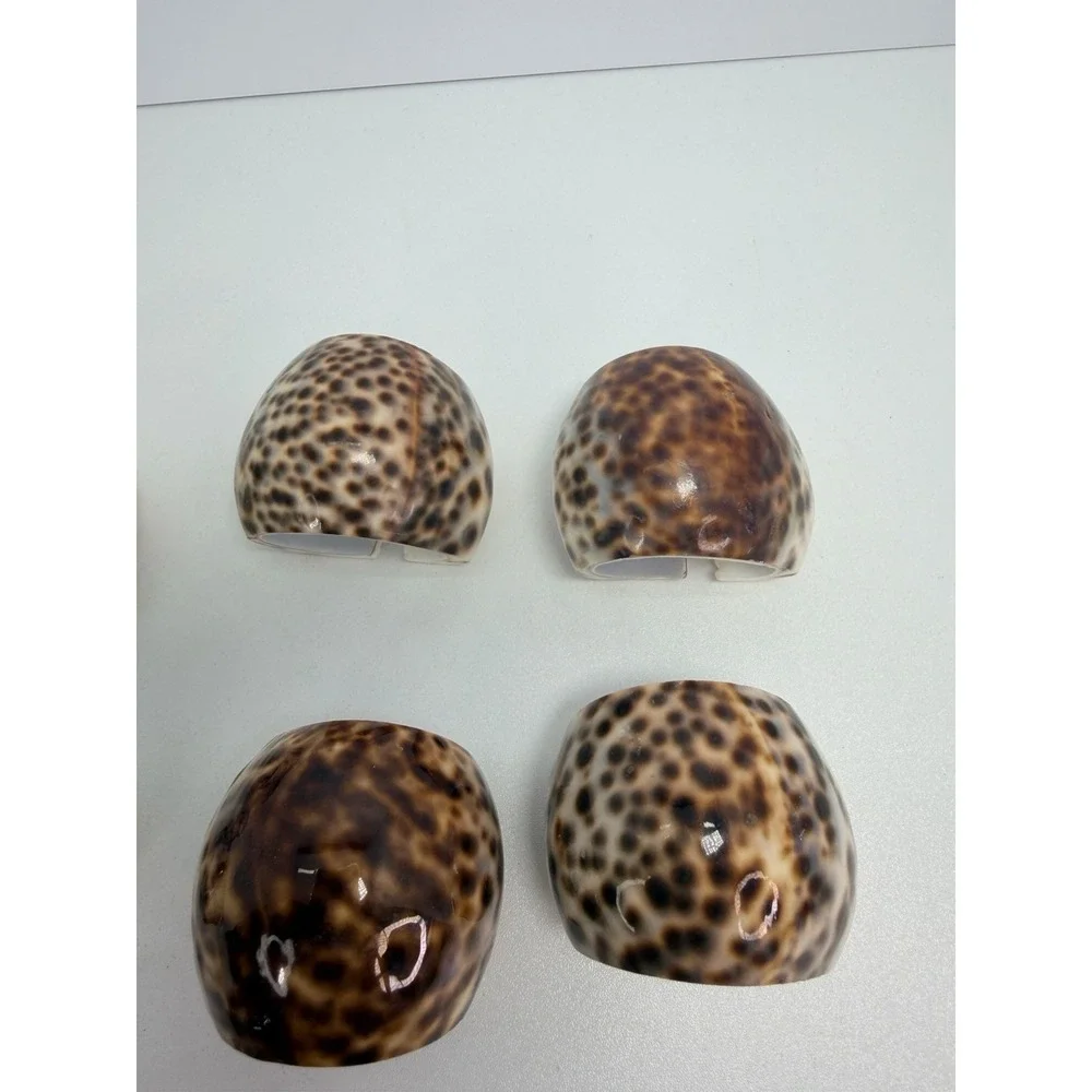 9 Tiger Cowrie Shell Napkin Rings Nautical‎ Beach Vintage House Coastal Decor
